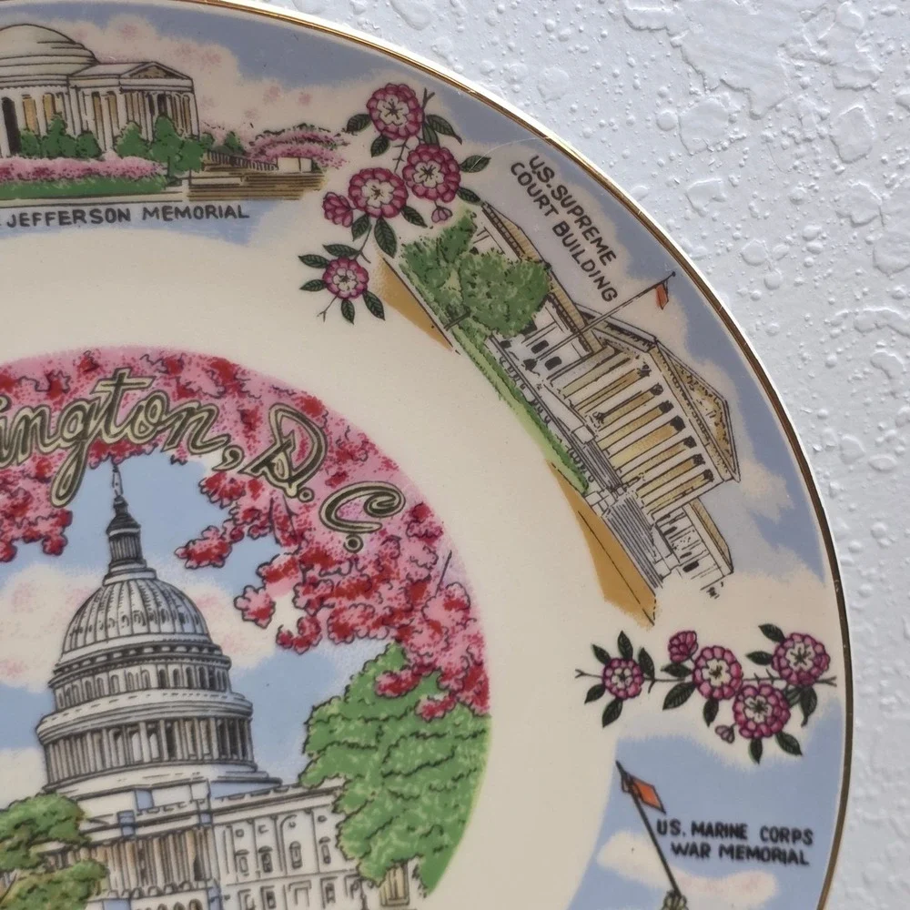 Vintage Washington DC Plate US Capitol Lincoln‎ Memorial White House Souvenir